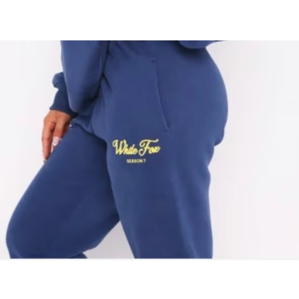 White Fox Season 7 Sweatpants Womens XS Blue Fleece Joggers Elastic Waist Lounge